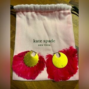 Kate Spade Magenta Feather Hoop Earrings ✨
